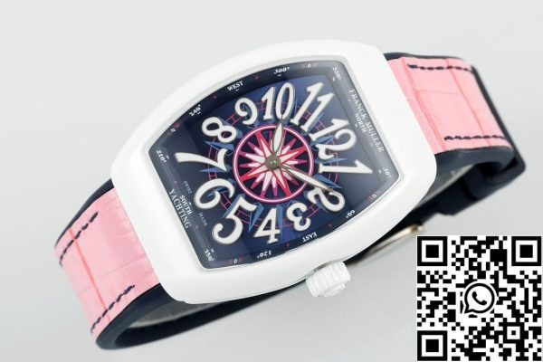 i1721446650 9969 7 Franck Muller V32 Yachting 1:1 Best Edition ABF Factory Pink Rubber Strap för kvinnor