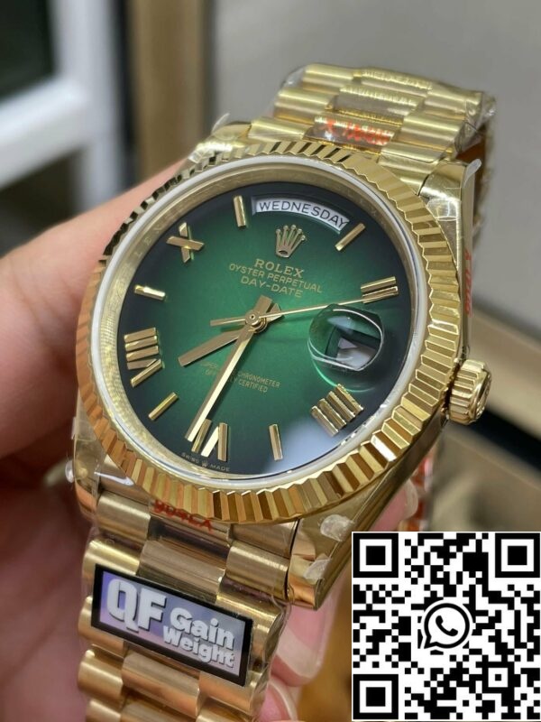 m1716347459242 3373 A Rolex bemutatja az új 40 mm-es Day-Date 40mm-t zöld számlapú 2024 QF Factory 1:1 Best Edition modelljét.