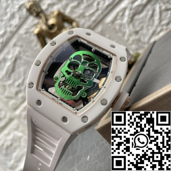 الصورة 2 2024 2 2024 07 07 23 23 00 00 06 06 45 ريتشارد ميل RM52-01 1:1 أفضل إصدار YS Factory Green Skull Tourbillon Dial