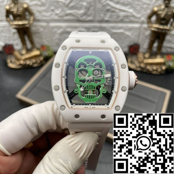 الصورة 5 2024 5 2024 07 07 23 07 23 00 00 06 06 45 ريتشارد ميل RM52-01 1:1 أفضل إصدار YS Factory Green Skull Tourbillon Dial