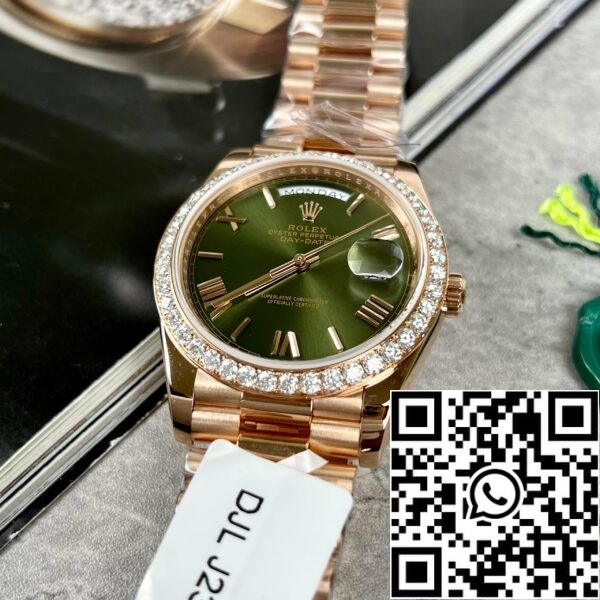 z4619468719834 ae80f0f044e1e044cd4dada1639e3f74 8c0d265d c01b 41f9 b1de 3e0af131073b Rolex Day-Date 40 228345RBR Mostrador Olive com ouro rosa de 18k e diamante