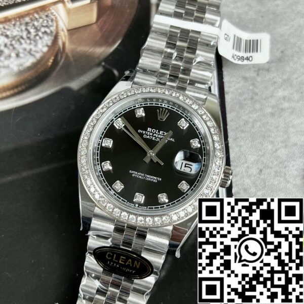 z4631947831310 6cb3f05745b21003430a896d68e3ed27 733fd286 d29d 4fd5 be04 7e37e045f404 Rolex Datejust 41 Black Diamond Moški Watch 126334-0012 meri moissanite