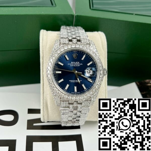 z4631966668816 ca580b685c2828df4709c46d4f678861 96cb159b 4009 448b 9864 150ac36cbd3f Rolex Datejust 41 Blue Dial Мъжки часовник 126334-0002 custom moissanite