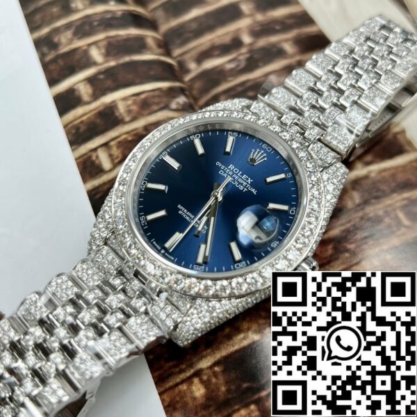 z4631966693193 15875bbb61c2d303deef3f3aecd9d40c e7c3506d c83a 4eec 81e4 7f7d91ccae3e Rolex Datejust 41 Blue Dial Men's Watch 126334-0002 custom moissanite