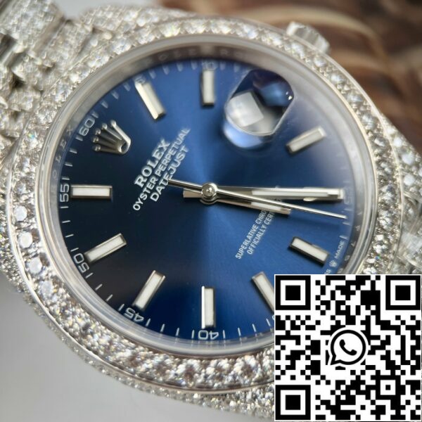 z4631966703980 d202f6754e1e1536149da9a6b0acc773 769177ce fdd2 48cf 9a04 1d230c44665c Rolex Datejust 41 Blue Dial Мъжки часовник 126334-0002 custom moissanite