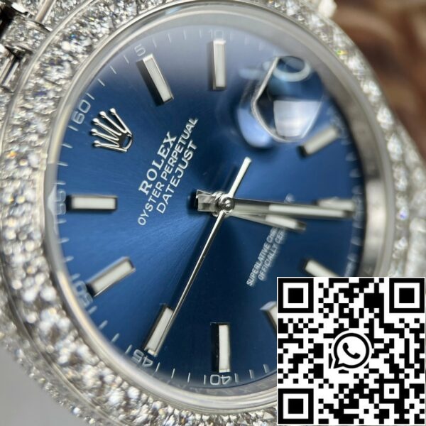 z4631966710931 ead651f6eb9a52ce8afabe7c788c63c4 69cf8c89 01eb 4cd0 acd0 0f756e3b70b9 Rolex Datejust 41 Quadrante Blu Orologio Uomo 126334-0002 personalizzato in moissanite