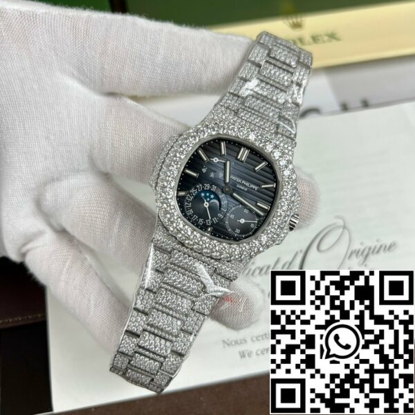 z4634272486533 b1545e7333a152754a8b2f6a11a483c2 1 Patek Philippe Nautilus 5712/1A-001 1:1 Best Edition PPF Factory V2 Blue Dial Custom Moissanite