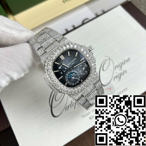 z4634272494255 ce95ff29ae2b356baa67457a59d17a49 1 Patek Philippe Nautilus 5712/1A-001 1:1 Best Edition PPF Factory V2 Blue Dial Custom Moissanite