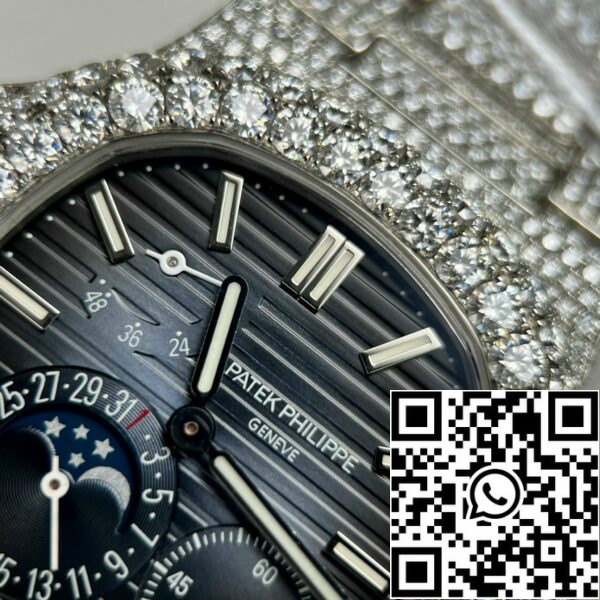 z4634272520975 8018f8d1b9ead11f8abcb4581c0e4752 Patek Philippe Nautilus 5712/1A-001 1:1 Най-добро издание PPF Factory V2 Blue Dial Custom Moissanite