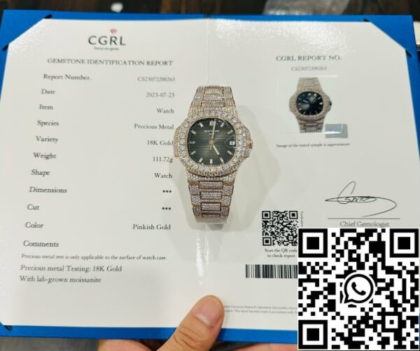 z4634291551402 8acf0ac4094c7ec1c844145a0d58c648 skalenlig Patek Philippe Nautilus 5711 från 3K Factory och anpassad Moissanite