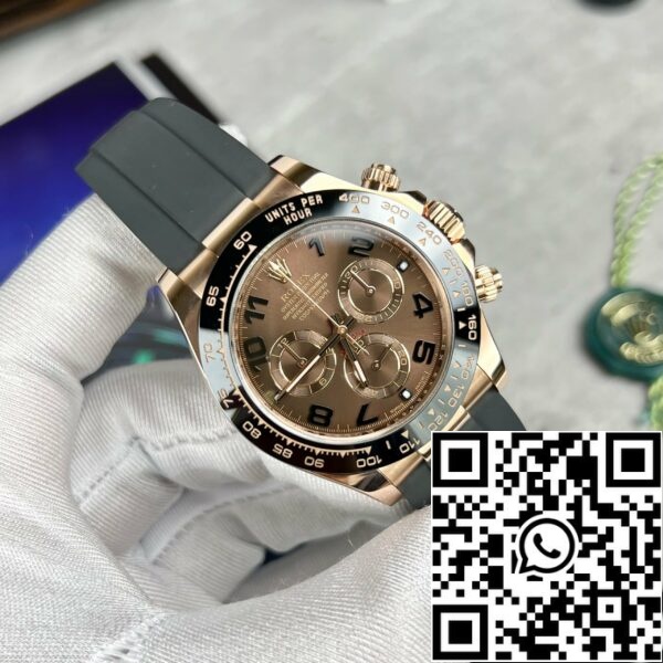 z4634558949422 15f2e6d288d90e1a458fca588441a07d eb204a54 65c8 4b05 96a1 2b7cc086bfd0 Rolex Daytona Rose Gold Chocolate Chocolate Arabic Dial & Ceramic Bezel Oysterflex Rubber Bracelet 116515LN