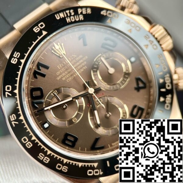 z4634558972583 b8b41715cf03df8622ba6c63d8e50daa 2d69befd 96c6 49d5 9a7c 955ce39132f0 Rolex Daytona Rose Gold Chocolate Arabic Dial & Ceramic Bezel Oysterflex Rubber Bracelet 116515LN