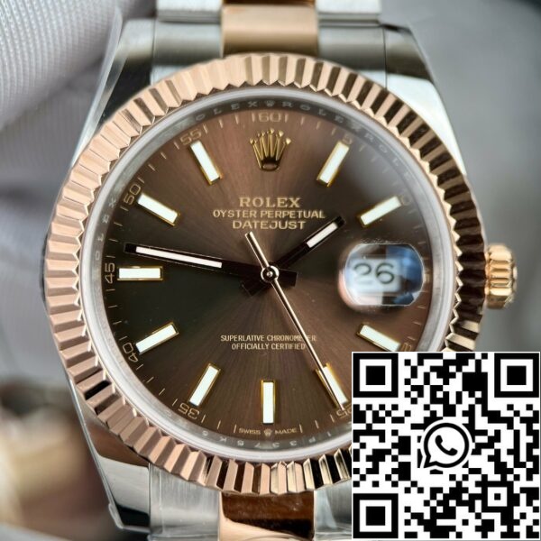 z4634563101640 1bcaa9db6b581f00d5425c230bb91d9e 1 664a7e92 2763 4889 be18 22611654ed62 Rolex Datejust 41 Ανδρικό αυτόματο ρολόι 126331-0001 18k ροζ χρυσό με επικάλυψη