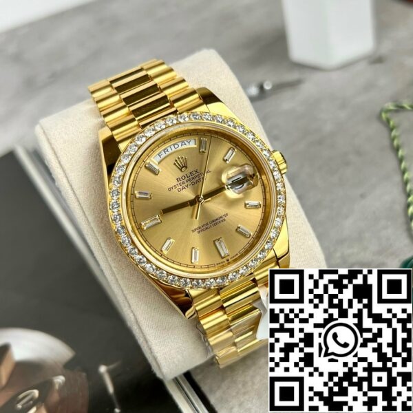 z4645732285306 547dcbf5c328924839f33cb778e00ce5 41997e55 944f 4801 9e81 f56d5cc9cdcf Rolex Day-Date 40 228238 Champage dial Gold Filled 18k Moissanite Bezel