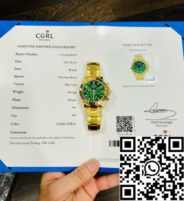 z4646362100319 200f78b07afcc98f8c5bef40f606e8c0 a9fbaf6b 45ce 40ee 98b0 64e66756464e Rolex Yellow Gold Cosmograph Daytona 40 Watch Green Arabic Dial 116508 Coated 18k Yellow Gold