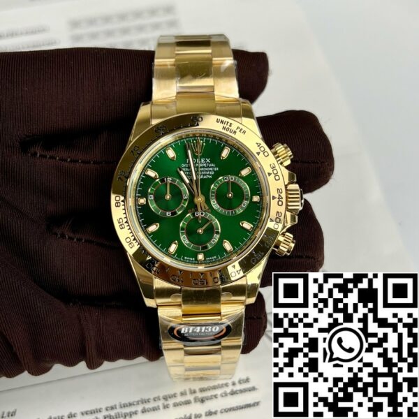 z4646362109008 f4c136788c774be8000fa0206d1ff4da 4ef52827 29f8 42d2 8ec9 db272aec30e9 Rolex Gelbgold Cosmograph Daytona 40 Uhr Grünes Arabisches Zifferblatt 116508 Beschichtet 18k Gelbgold