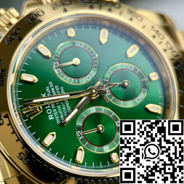 z4646362119475 12ab8fc3a5762de8bcec100800a253af 02a44375 396c 42bf b3f6 f6d37287661a Rolex Cosmograph Daytona 40-klocka i gult guld Grön arabisk urtavla 116508 Belagd 18k gult guld