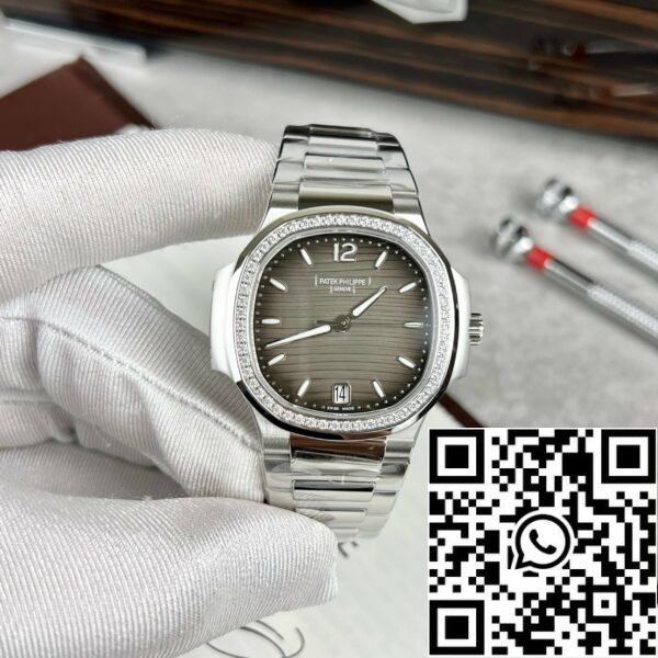 z4660447662613 a193b880bc968bee25148e97154b98fb Patek Philippe Nautilus Ladies 7118/1A-011 custom stone from 3K Factory Stainless Steel