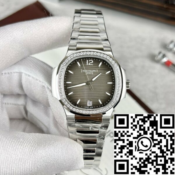 z4660447673416 239dc2e39f98cea4bd9249f6fd13f2fc Patek Philippe Nautilus Ladies 7118/1A-011 custom stone from 3K Factory Stainless Steel