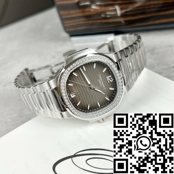 z4660447679923 8a257bcad53eef68a4f01e161e177089 Patek Philippe Nautilus Ladies 7118/1A-011 custom stone from 3K Factory Stainless Steel