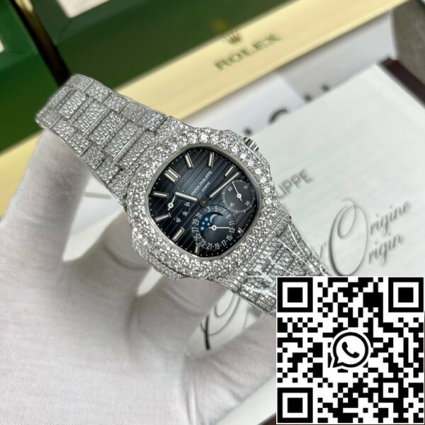 z4665902612153 e673a0ebe2c46e669b291bf5ae4b10ba Patek Philippe Nautilus 5712/1A-001 PPF Factory V2 Blue Dial custom full Moissanite