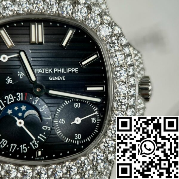 z4665902638369 882bb44410b6e565e5814213c7e3be80 Patek Philippe Nautilus 5712/1A-001 PPF Factory V2 Blaues Zifferblatt benutzerdefinierte voll Moissanite