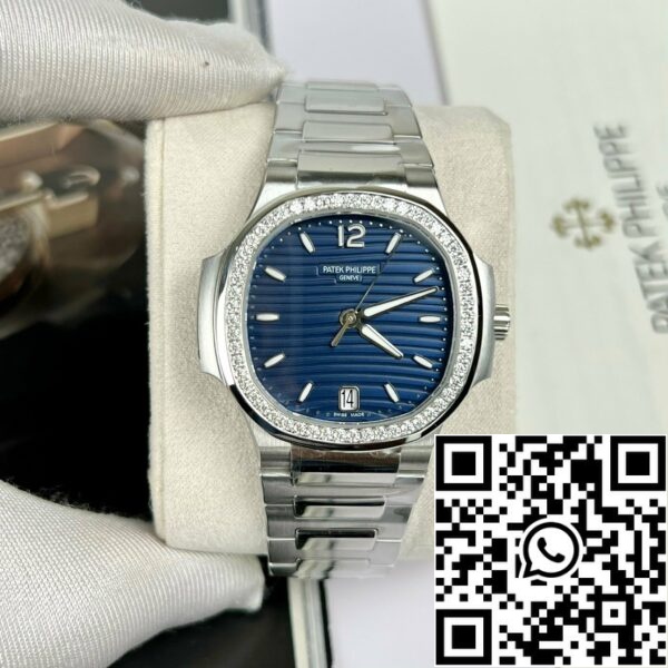 z4668676090637 921f3fc53220e8a449cd67f37f4adfb7 Patek Philippe Nautilus 7118/1A-001 custom Moissanite 3K Factory kék számlapja