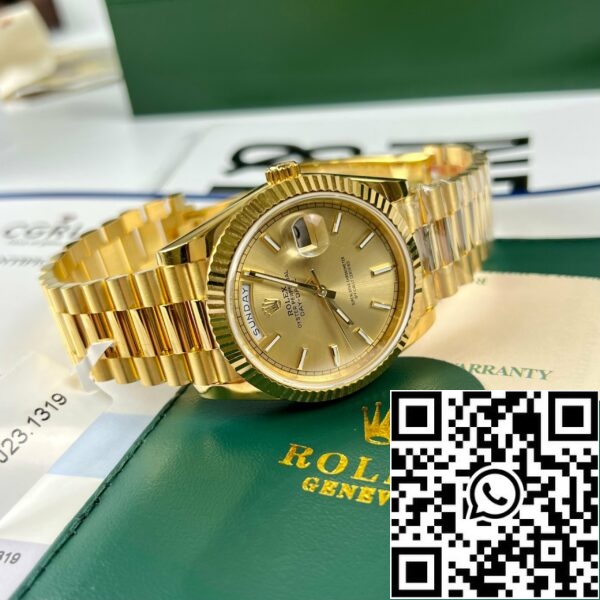 z4688016275890 8e2e79302177a2cd41b50971e2c13855 1 9dcff937 adac 4eac 86a1 74812d20eec3 Rolex Day-Date 40mm 228238-0003 powlekany 18k żółtym złotem Best 1:1 Edition 130 gramów