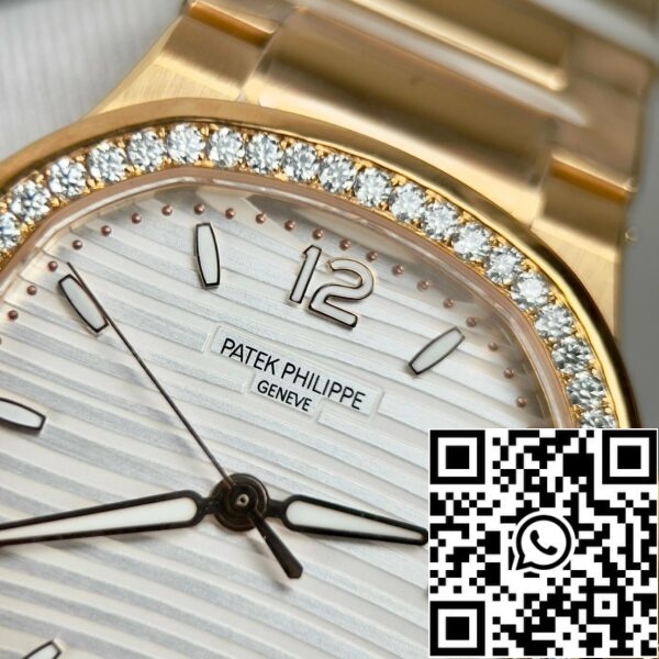 z4688017969578 2f5f10a3c059b65a938fc4f1d05d7e55 Patek Philippe Nautilus 7118/1R-010 18k guld fyldt med hvid urskive custom Moissanite sten