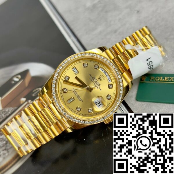 z4688018649900 0bb691434e3d05bd5f188d9bddbd9f03 764e779c 2fb4 48c5 a8c5 a63ef112e63f Rolex Day-Date 128238-0008 Watch 36mm coated 18k with Bezel Moissanite