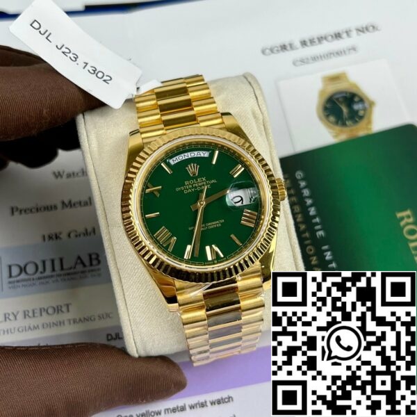 z4688019299497 372fee7afe4b667ef94ae80b0ab24eca bfa321a1 3876 4784 96e4 017276d053ac Rolex DayDate 40mm 228238 beschichtet 18k Gelbgold Präsident Grünes Zifferblatt 130 Gramm