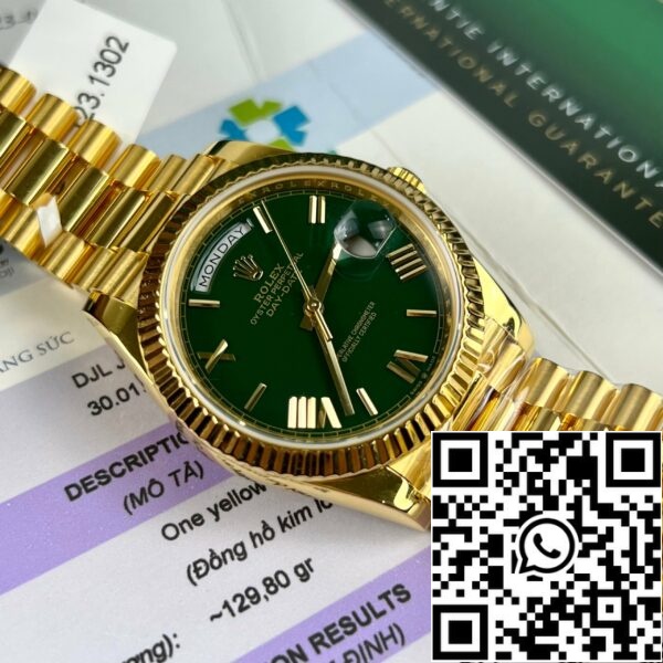 z4688019303138 28083a303f82389d0990088c46c2c0dd afa40be1 df05 4c0f bbb7 8ea9e802d671 Rolex DayDate 40mm 228238 с покритие 18k Yellow Gold President Green Dial 130 грама