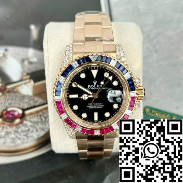 z4731820097028 110176735ba375433eb80268ff2475d0 63c0bc5c fefd 4eea 977d e3f7e5c8c6a1 Rolex GMT-Master II 126755 Bisel Arco Iris Mejor Edición 1:1 con Piedra Rubí y 18k envuelto