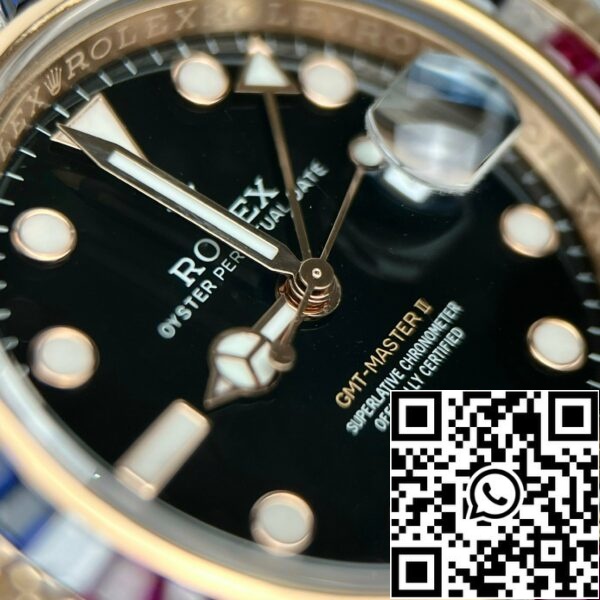 z4731820137210 6fff6e1b77c17e0c9e050dee599d4be2 6ea2ffec 3f8b 443c 8472 5c6ef2c5ec9e Rolex GMT-Master II 126755 Rainbow Bezel Beste 1:1 Editie met Robijnrode Steen en 18k gewikkeld