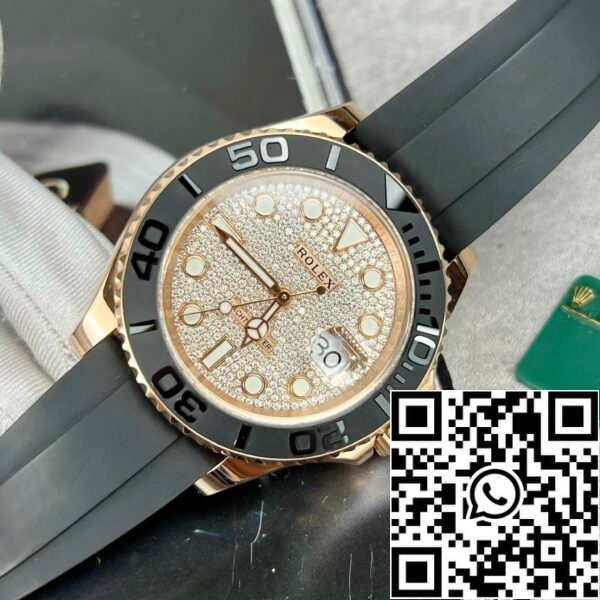 z4737447036566 8f25926e6519650250c5bdff9fe3b919 0d59847f b8fa 48bc a723 a8adbd8a4978 Rolex Yacht-Master 40 126655 Mostrador com pedras pavimentadas - 3235 Movimento revestido a ouro de 18k e moissanite