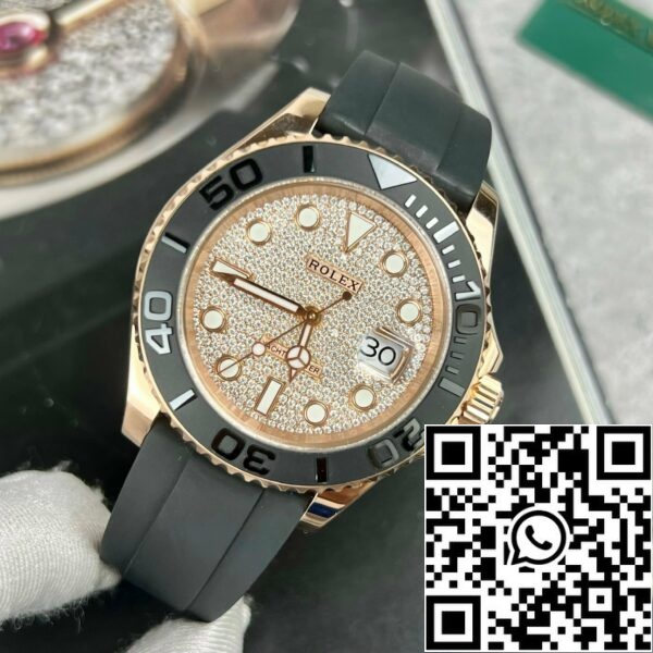 z4737447044849 9456e931c43acb6907a59b26d4c6f3ac 7aa07583 1704 410a b18a f6f03695bf95 Rolex Yacht-Master 40 126655 Pave kamnita številčnica - 3235 Gibanje prevlečeno 18k zlato in moissanite