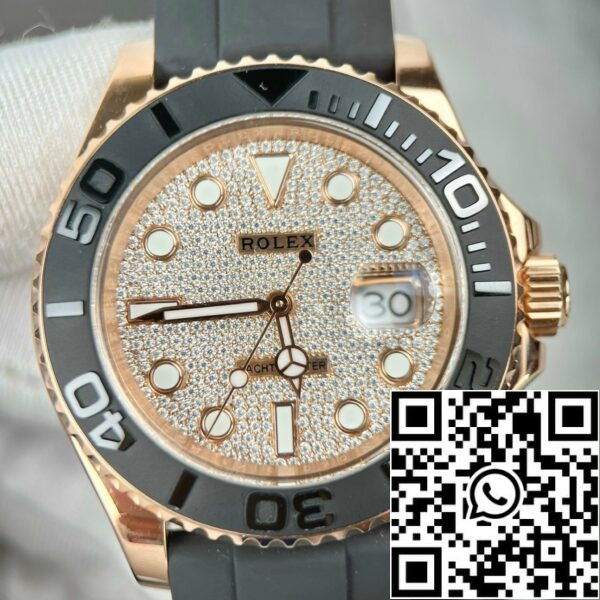 z4737447058273 724987d68df2594a96199092d4c44654 5809dfc9 ae93 45d0 9d8e 5a9ac83ef1b9 Rolex Yacht-Master 40 126655 Pave stone dial - 3235 Movimento rivestito in oro 18k e moissanite