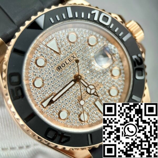 z4737447060903 5f3d49d280c2fe99fd76f7ccba36bef2 0b1956ab a389 4498 96ca e5a9c93d1351 Rolex Yacht-Master 40 126655 Mostrador com pedras pavimentadas - 3235 Movimento revestido a ouro de 18k e moissanite