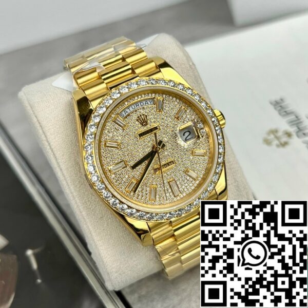 z4813438347000 129111e6499547530c4bb96ef098c25b d82d0dba 0d81 4897 8176 1e2355e45acc Rolex Day-Date m228398tbr-0036 Ρολόι 40 χιλιοστών με επικάλυψη 18k με πλήρη Moissanite