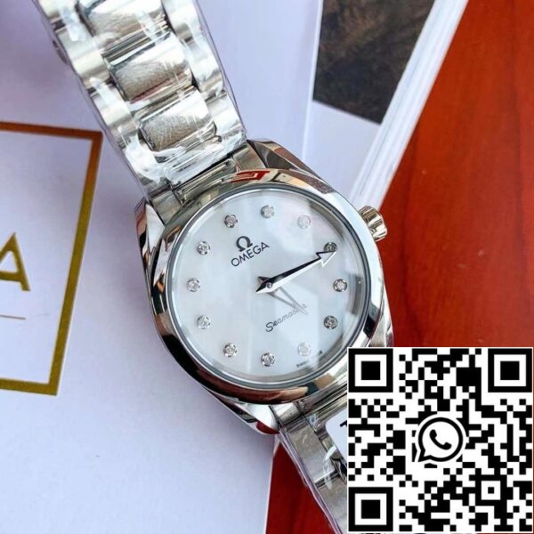 z4813756197503 64e4d135f3112b3441f00e4de4dbd70a Omega Seamaster Aqua Terra 150M Дамски 28mm кварцов диамант Швейцарски оригинален механизъм