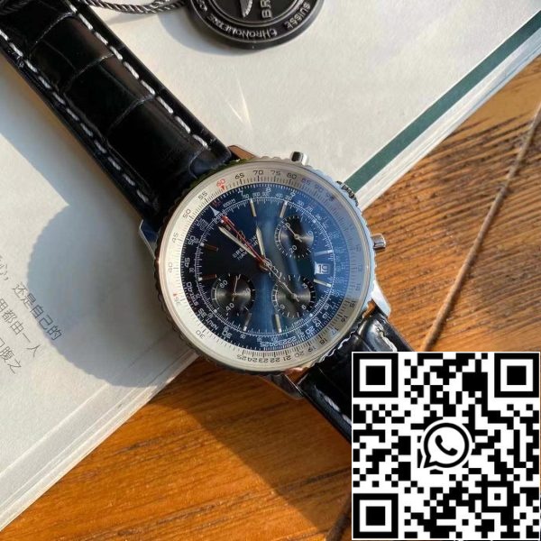 z4821795931127 66e2c42aaf1e7aece7c9599cec402b75 Мужские часы Breitling Navitimer 1 B01 Chronograph 46 Blue Dial - оригинальный швейцарский механизм