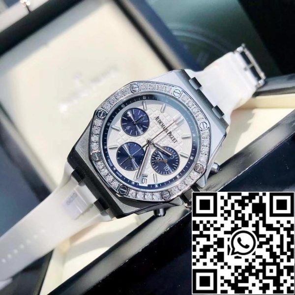 z4825858316882 bc2fee3d3ddb584b2d38442e46c0d8d2 Audemars Piguet Royal Oak Offshore Lady Teräs Valkoinen kellotaulu Timantti Kehys 26231ST.ZZ.D010CA.01