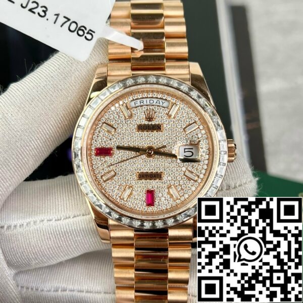 z4836192672916 93e1f69febac91606f4a4b494938b690 02ec3270 fd35 424d 81f4 cb9fff187f4c Rolex Day-Date 36mm Everose Gold 128345RBR coated 18k with full Moissanite