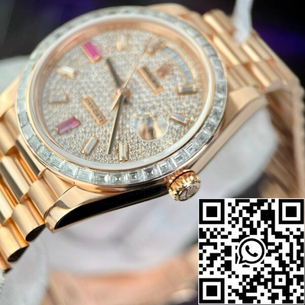 z4836192683415 c4f88da69f1fdb4135a4530740e0d356 0fd97906 b5dd 4d96 8e9e b8c3fe718d0d Rolex Day-Date 36mm Everose Kulta 128345RBR päällystetty 18k täysin Moissanitea varten