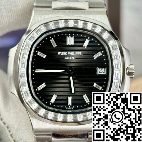 z4837249526826 3ee9277c6dfa8c0616144c577587c90a Patek Philippe Nautilus 5711 Best 1:1 Edition PPF Factory Cadran noir personnalisé Diamants Moissanite