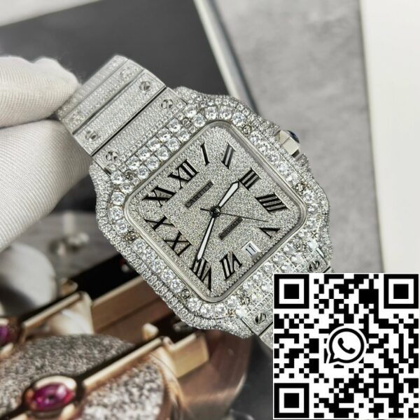 z4837250702828 f2a295ef31250112c24fb7fb9bfcfbbd Santos De Cartier 40mm Acero - Custom Pavé Piedra Swarovski