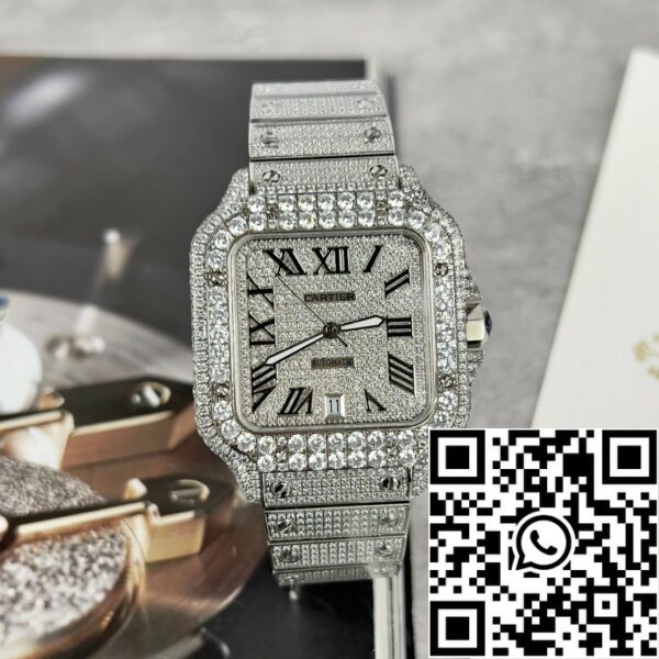 z4837250704180 b8af24e6821ebc720be9a2d09bf793b1 Santos De Cartier 40mm Acero - Custom Pavé Piedra Swarovski