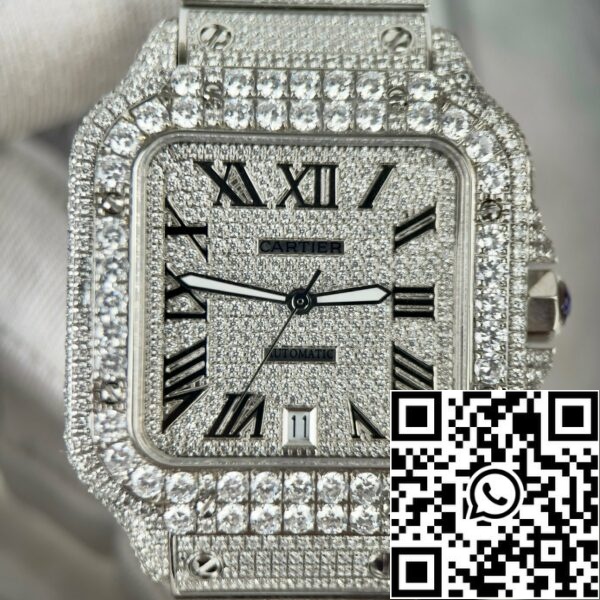 z4837250714322 dbeebb77ce80354f778ae1bccb792fb0 Santos De Cartier 40mm Teräs - Custom Pavé Swarovski Stone - Custom Pavé Swarovski kivi