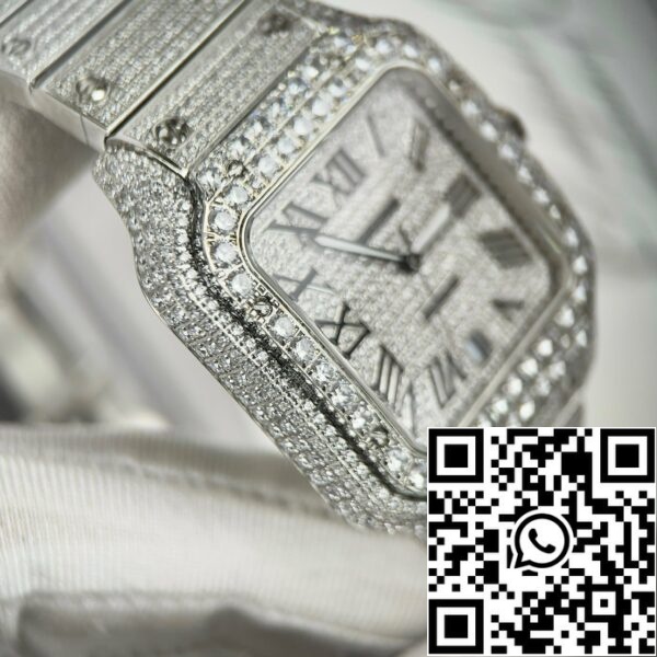 z4837250724056 25fc19a2ee930794fd80d3995832343b Santos De Cartier 40 mm stål - Custom Pavé Swarovski Stone