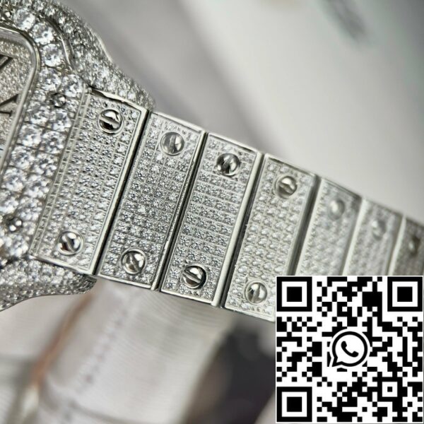 8afd2595e764943d86f7ee57d199baa5 Santos De Cartier 40 мм стомана - персонализиран камък Pavé Swarovski